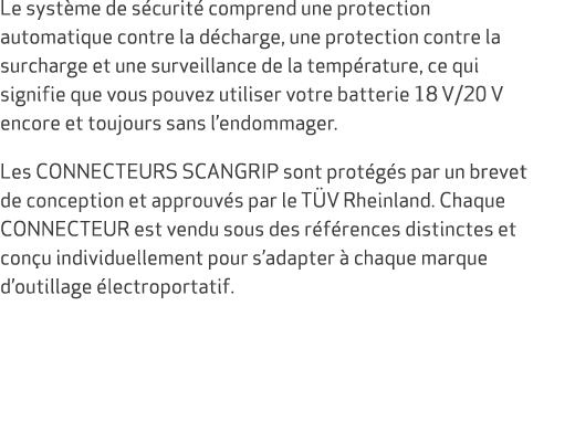 Le syst me de s curit comprend une protection automatique contre la d charge, une protection contre la surcharge et ...