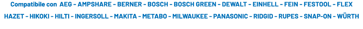 Compatibile con AEG AMPSHARE BERNER BOSCH BOSCH GREEN DEWALT EINHELL FEIN FESTOOL FLEX HAZET HIKOKI HILTI INGERSOLL M...