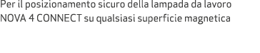 Per il posizionamento sicuro della lampada da lavoro NOVA 4 CONNECT su qualsiasi superficie magnetica