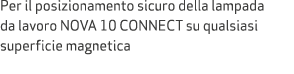 Per il posizionamento sicuro della lampada da lavoro NOVA 10 CONNECT su qualsiasi superficie magnetica