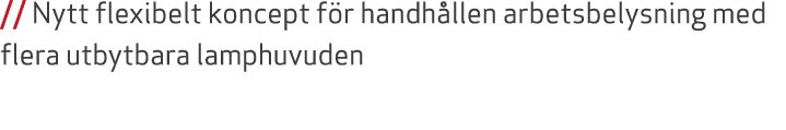 // Nytt flexibelt koncept f r handh llen arbetsbelysning med flera utbytbara lamphuvuden