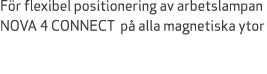 F r flexibel positionering av arbetslampan NOVA 4 CONNECT p alla magnetiska ytor