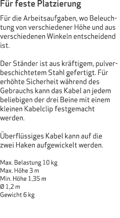 F r feste Platzierung F r die Arbeitsaufgaben, wo Beleuchtung von verschiedener H he und aus verschiedenen Winkeln en...