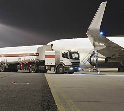 Refueling a plane at night