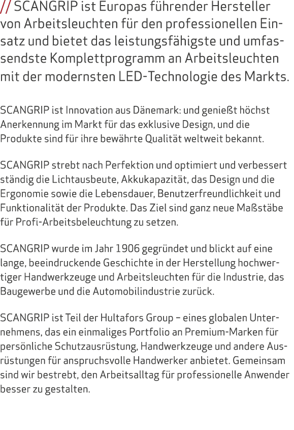 // SCANGRIP ist Europas f hrender Hersteller von Arbeitsleuchten f r den professionellen Einsatz und bietet das leist...
