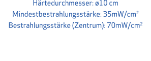 H rtedurchmesser: 10 cm Mindestbestrahlungsst rke: 35mW/cm2 Bestrahlungsst rke (Zentrum): 70mW/cm2