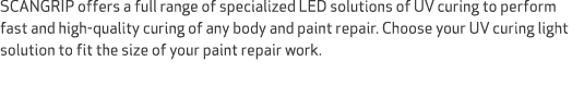 SCANGRIP offers a full range of specialized LED solutions of UV curing to perform fast and high quality curing of any...