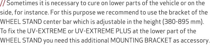 // Sometimes it is necessary to cure on lower parts of the vehicle or on the side, for instance. For this purpose we ...