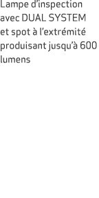 Lampe d’inspection avec DUAL SYSTEM et spot  l’extr mit  produisant jusqu’  600 lumens