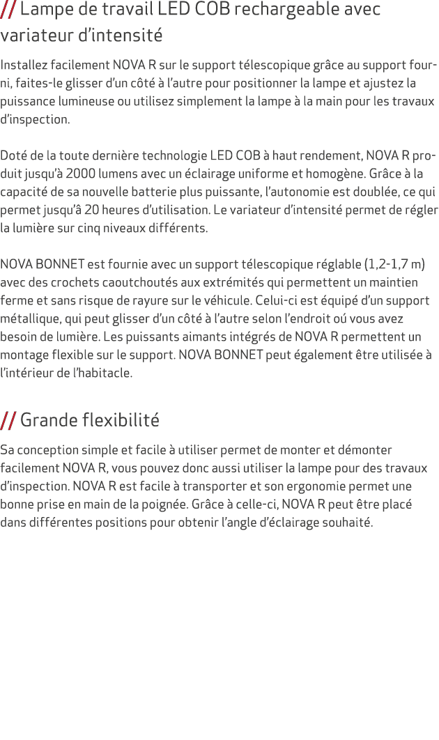 // Lampe de travail LED COB rechargeable avec variateur d’intensit Installez facilement NOVA R sur le support t lesc...