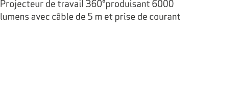 Projecteur de travail 360°produisant 6000 lumens avec c ble de 5 m et prise de courant