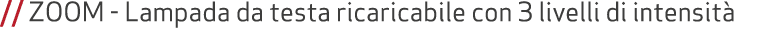 // ZOOM Lampada da testa ricaricabile con 3 livelli di intensit 