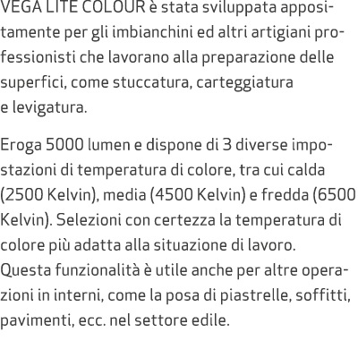 VEGA LITE COLOUR  stata sviluppata appositamente per gli imbianchini ed altri artigiani professionisti che lavorano ...