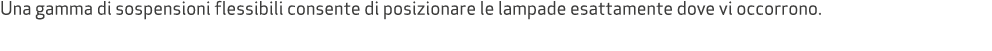 Una gamma di sospensioni flessibili consente di posizionare le lampade esattamente dove vi occorrono. 